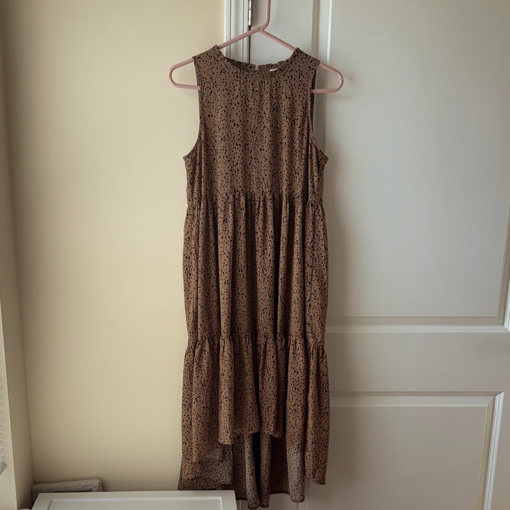 Mittoshop High Low Sleeveless Dress in Brown